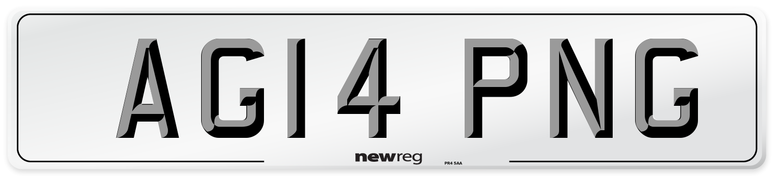 AG14 PNG Number Plate from New Reg